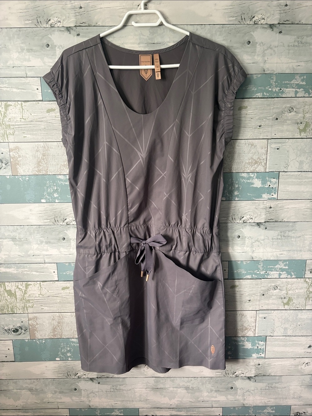 Women’s Gray Drawstring Pocket Mini Dress